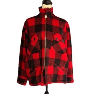 Vintage 100% Wool Buffalo Check Coat Sz M